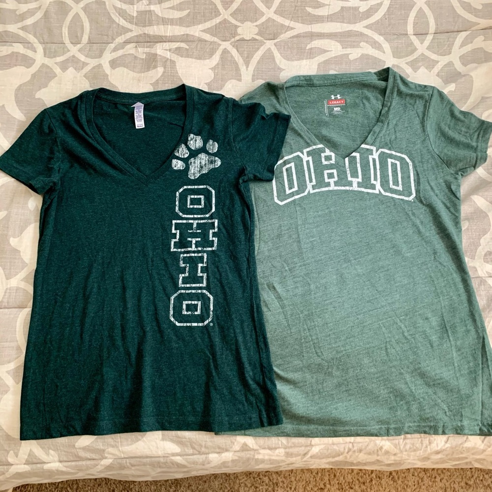 Two Ohio University V-Neck Tees